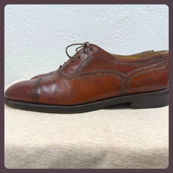 Cole Haan Briaano Mens Brown Leather Cap Toe Oxford Dress Shoes Made in Italy‎ main image 8
